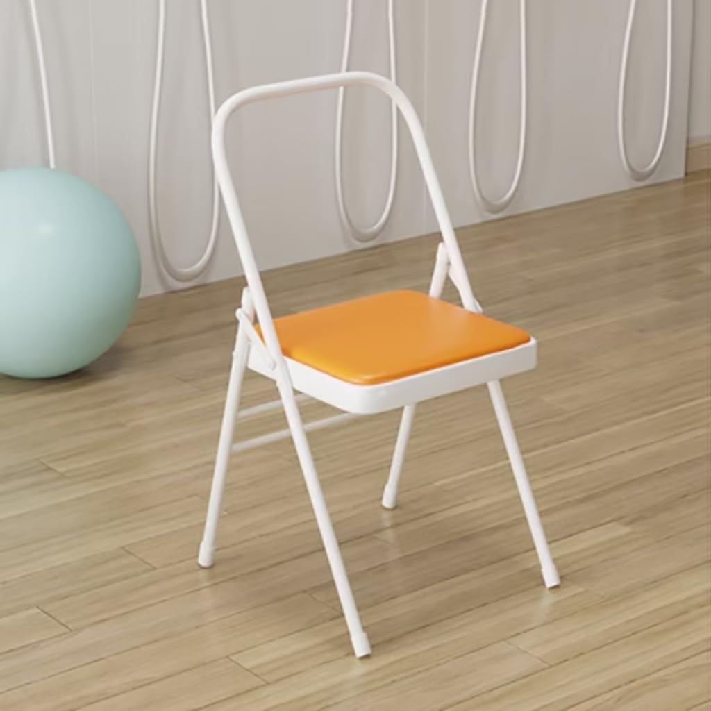 Yoga Folding Chair,Yoga Auxiliary Chair,Iyengar Metal Folding Chair,Reinforced Portable Backless Chair White 31.5in*18.5in*17.3in,Green