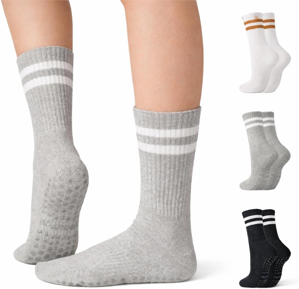 Pilates Grip Socks for Women – Non-Slip Grippy Yoga & Barre Socks, Cushioned Cozy Socks for Studio, Home & Gifts
