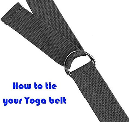 dimok Yoga Blocks and Strap Set - Foam Bricks 9x6x4 and 8FT Yoga Belt Metal D-Ring - High Density Premium Quality