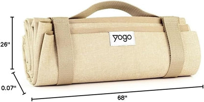 Yogo Ultralight Folding Travel Yoga Mat with Attached Straps, FSC®-Certified Plant Rubber, Sticky Grip, Non-Slip, Best Travel Yoga Mat®
