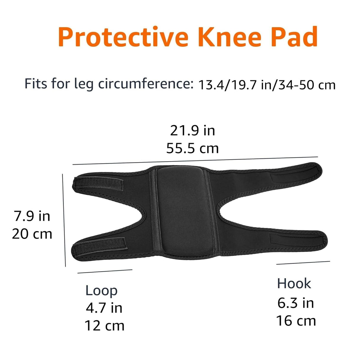 Over/Under Knee Pads with Foam Padding for Kneeling, Indoor and Outdoor Use, 8.5", One Size, Black, 1 Pair