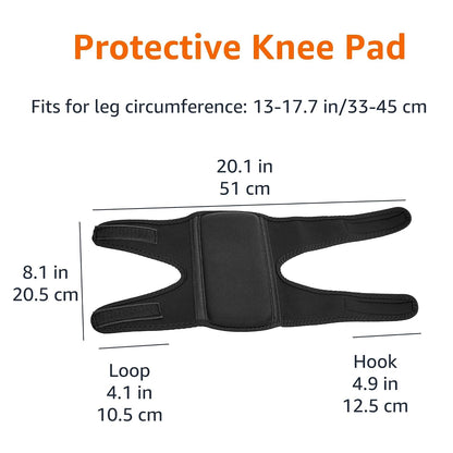 Over/Under Knee Pads with Foam Padding for Kneeling, Indoor and Outdoor Use, 8.5", One Size, Black, 1 Pair