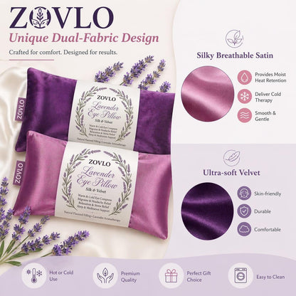 Lavender Eye Pillow for Relaxation, Yoga, Sleeping, Weighted Eye Mask Heated for Headache, Sinus, Dry Eye Relief, Moist Heat Eyes Compress, Meditation Accessories with Aromatherapy, Pack of 4