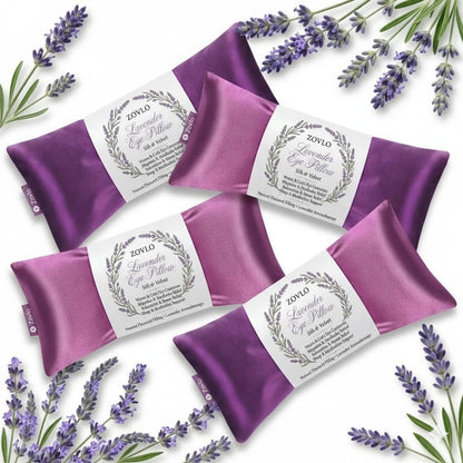 Lavender Eye Pillow for Relaxation, Yoga, Sleeping, Weighted Eye Mask Heated for Headache, Sinus, Dry Eye Relief, Moist Heat Eyes Compress, Meditation Accessories with Aromatherapy, Pack of 4
