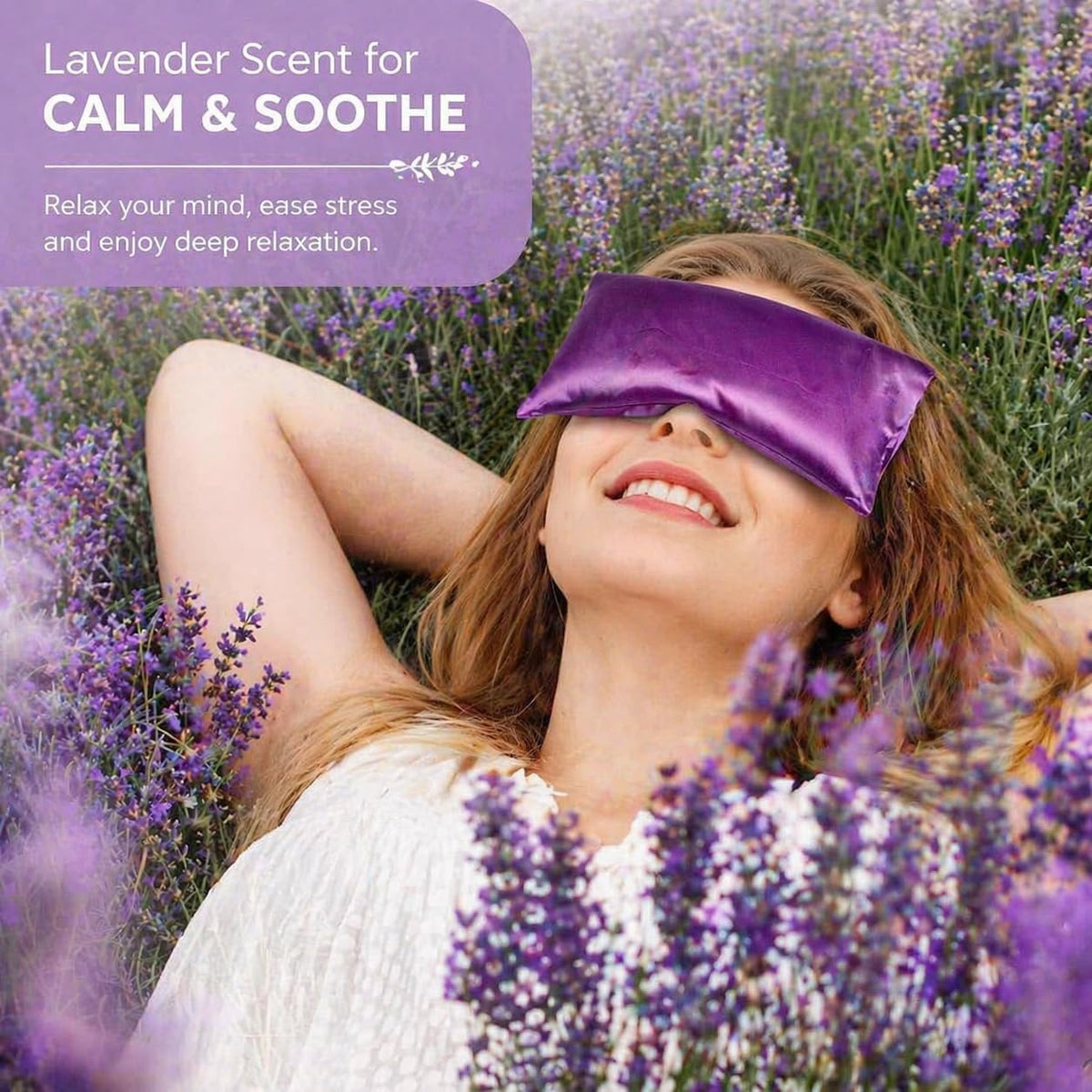 Lavender Eye Pillow for Relaxation, Yoga, Sleeping, Weighted Eye Mask Heated for Headache, Sinus, Dry Eye Relief, Moist Heat Eyes Compress, Meditation Accessories with Aromatherapy, Pack of 4