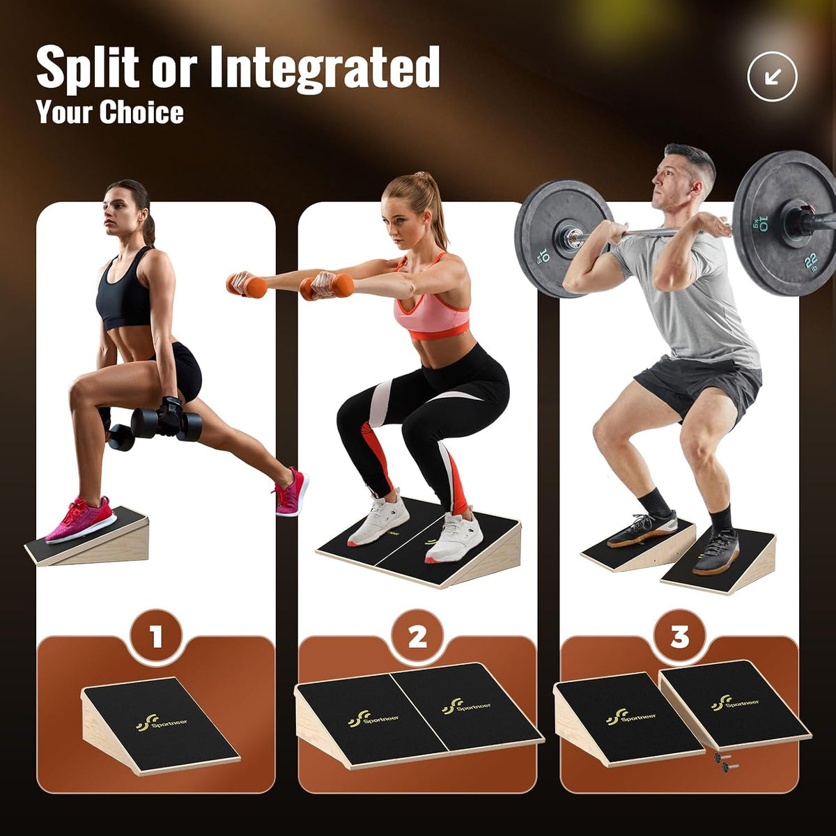 Squat Wedge, 1200LB Wooden Heel Elevated Board for Squats