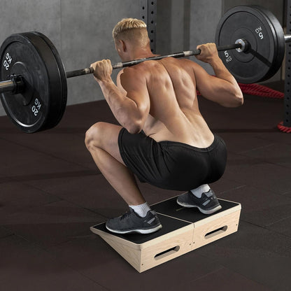 Squat Wedge, 1200LB Wooden Heel Elevated Board for Squats