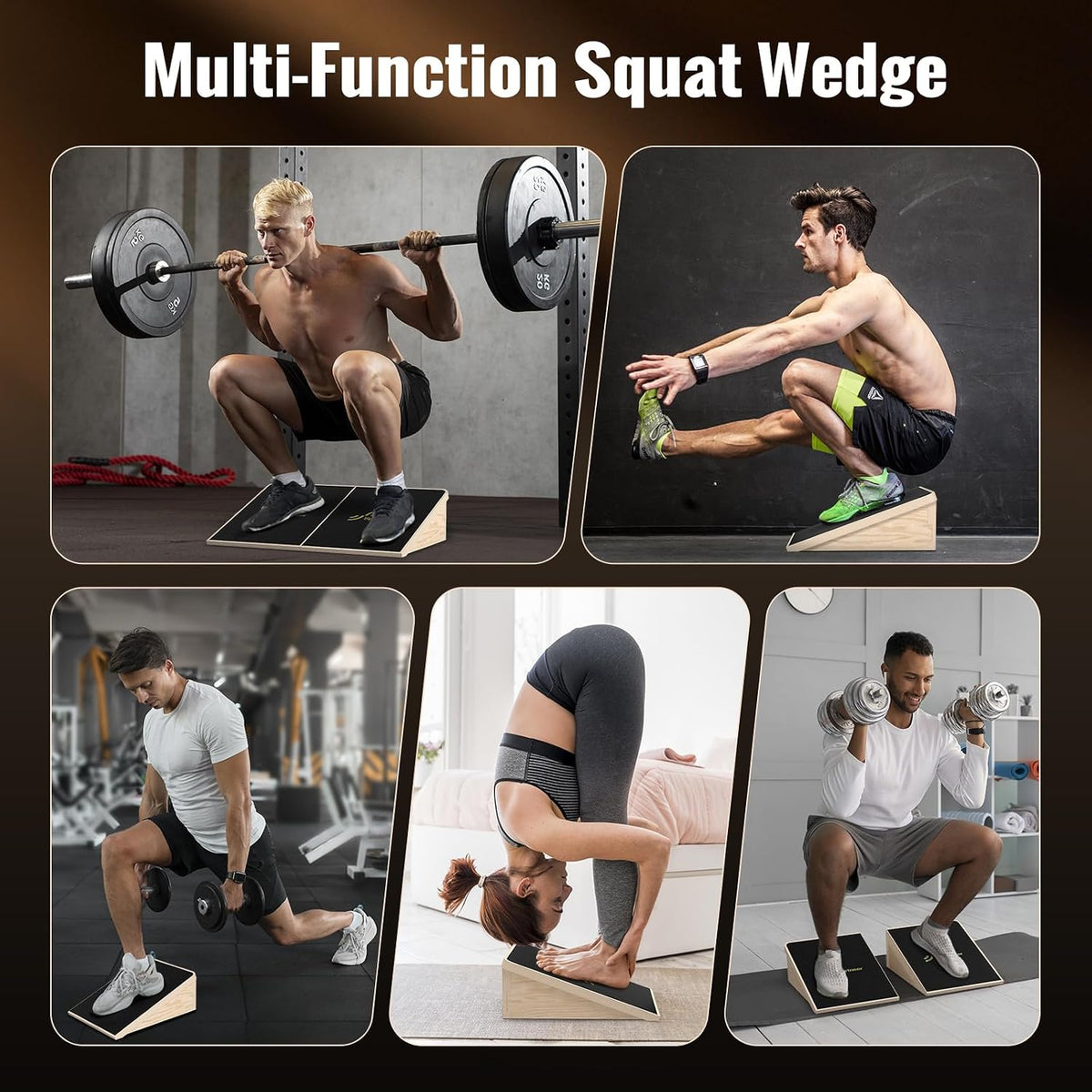 Squat Wedge, 1200LB Wooden Heel Elevated Board for Squats