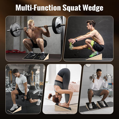 Squat Wedge, 1200LB Wooden Heel Elevated Board for Squats