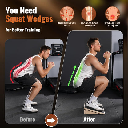 Squat Wedge, 1200LB Wooden Heel Elevated Board for Squats