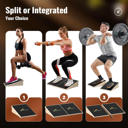 Squat Wedge, 1200LB Wooden Heel Elevated Board for Squats