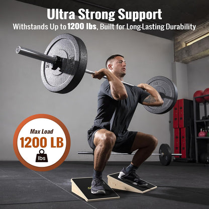 Squat Wedge, 1200LB Wooden Heel Elevated Board for Squats