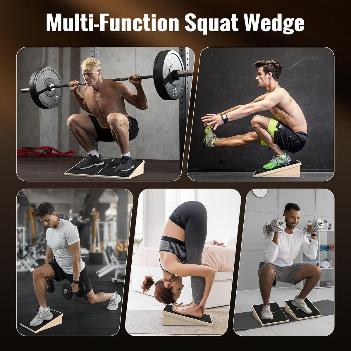 Squat Wedge, 1200LB Wooden Heel Elevated Board for Squats