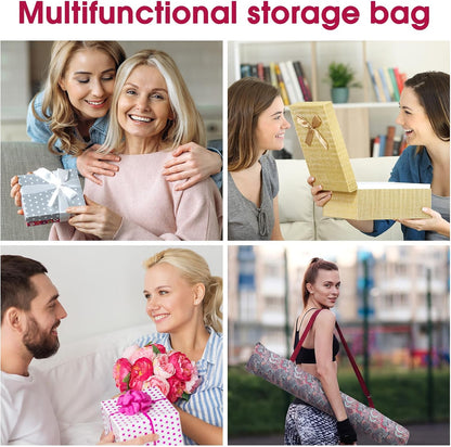 35 Inch Mahjong Mat Carrying Bag with Strap, Printed Drawstring Mahjong Holder Bag Outdoor Travel Canvas Storage for Board Games, Yoga Mats, Tripod