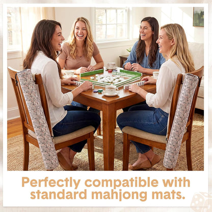 35 Inch Mahjong Mat Carrying Bag with Strap, Printed Drawstring Mahjong Holder Bag Outdoor Travel Canvas Storage for Board Games, Yoga Mats, Tripod