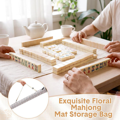 35 Inch Mahjong Mat Carrying Bag with Strap, Printed Drawstring Mahjong Holder Bag Outdoor Travel Canvas Storage for Board Games, Yoga Mats, Tripod