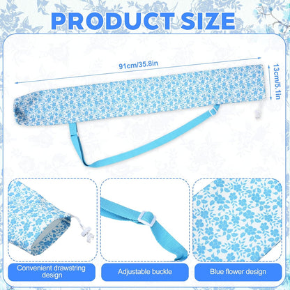 35 Inch Mahjong Mat Carrying Bag with Strap, Printed Drawstring Mahjong Holder Bag Outdoor Travel Canvas Storage for Board Games, Yoga Mats, Tripod