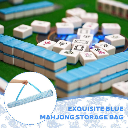 35 Inch Mahjong Mat Carrying Bag with Strap, Printed Drawstring Mahjong Holder Bag Outdoor Travel Canvas Storage for Board Games, Yoga Mats, Tripod