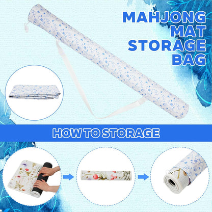 35 Inch Mahjong Mat Carrying Bag with Strap, Printed Drawstring Mahjong Holder Bag Outdoor Travel Canvas Storage for Board Games, Yoga Mats, Tripod