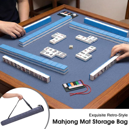 35 Inch Mahjong Mat Carrying Bag with Strap, Printed Drawstring Mahjong Holder Bag Outdoor Travel Canvas Storage for Board Games, Yoga Mats, Tripod
