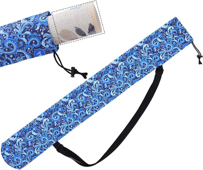 35 Inch Mahjong Mat Carrying Bag with Strap, Printed Drawstring Mahjong Holder Bag Outdoor Travel Canvas Storage for Board Games, Yoga Mats, Tripod