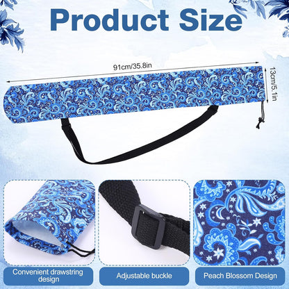 35 Inch Mahjong Mat Carrying Bag with Strap, Printed Drawstring Mahjong Holder Bag Outdoor Travel Canvas Storage for Board Games, Yoga Mats, Tripod