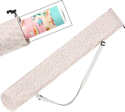 35 Inch Mahjong Mat Carrying Bag with Strap, Printed Drawstring Mahjong Holder Bag Outdoor Travel Canvas Storage for Board Games, Yoga Mats, Tripod