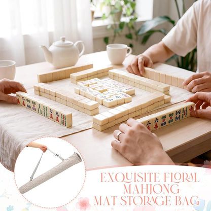 35 Inch Mahjong Mat Carrying Bag with Strap, Printed Drawstring Mahjong Holder Bag Outdoor Travel Canvas Storage for Board Games, Yoga Mats, Tripod