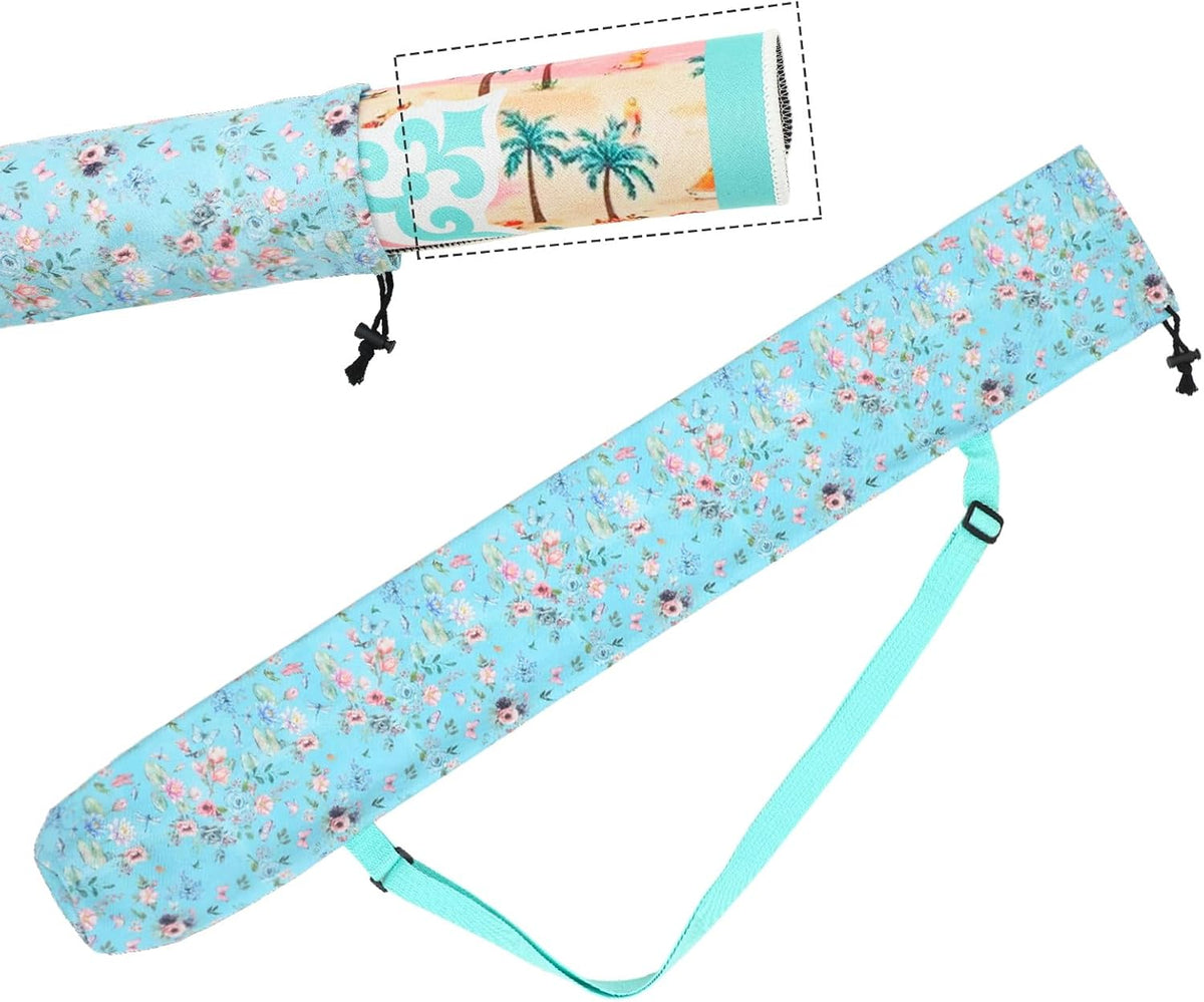 35 Inch Mahjong Mat Carrying Bag with Strap, Printed Drawstring Mahjong Holder Bag Outdoor Travel Canvas Storage for Board Games, Yoga Mats, Tripod