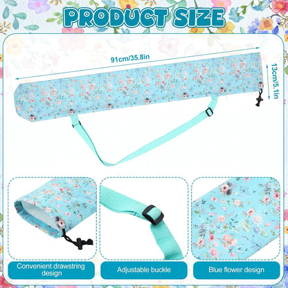 35 Inch Mahjong Mat Carrying Bag with Strap, Printed Drawstring Mahjong Holder Bag Outdoor Travel Canvas Storage for Board Games, Yoga Mats, Tripod