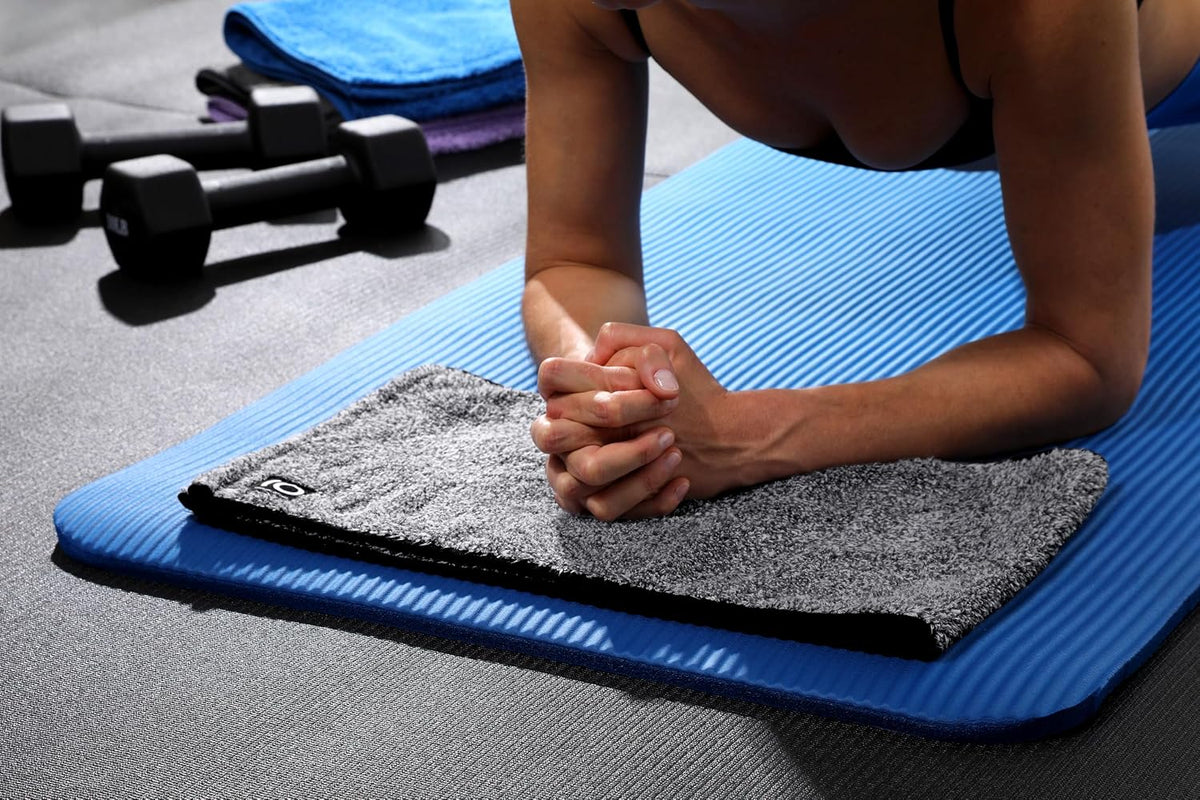 Yoga Towel - Infused with Activated Charcoal to Detoxify and Sweat - Made with Eco-Friendly Aqua-Cotton Yarn - Biodegradable and Sustainable - All Ages