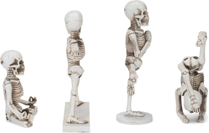 Yoga Pose Skeletons Ivory Tone 6 inch Resin Figurines Set of 4
