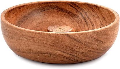 Acacia Wood Round Incense Stick Holder,Incense Burner, Ash Cather and Aromatherapy Ornament Home Décor (5" x 5" x 1.5")