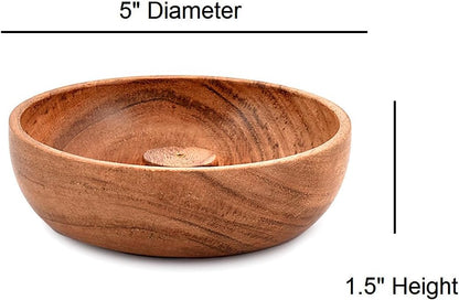 Acacia Wood Round Incense Stick Holder,Incense Burner, Ash Cather and Aromatherapy Ornament Home Décor (5" x 5" x 1.5")
