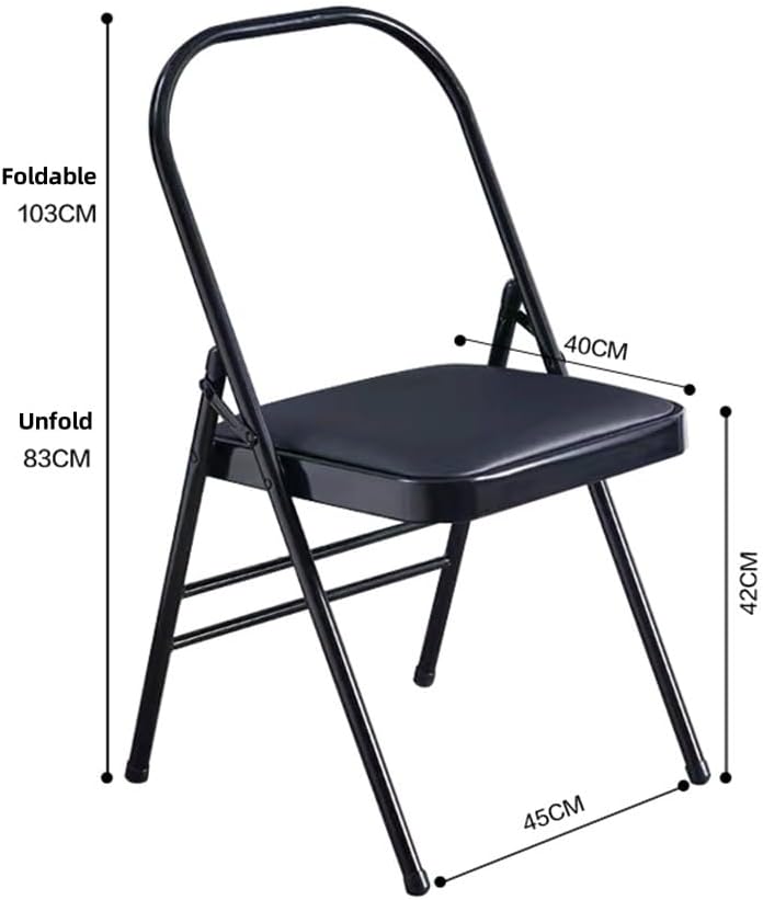 Yoga Chairs for Adults Folding Chairs with Comfortable Padded Yoga Auxiliary Chair Black/Brown Foldable Balance Chair(Black)