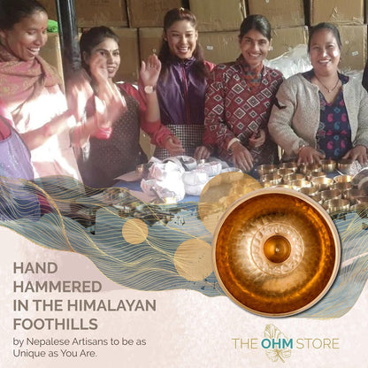 Tibetan Singing Bowl Set by Ohm Store — Hand Hammered Lingam Meditation Sound Bowl — Yoga, Chakra Balancing, Mindfulness, Stress and Anxiety Relief