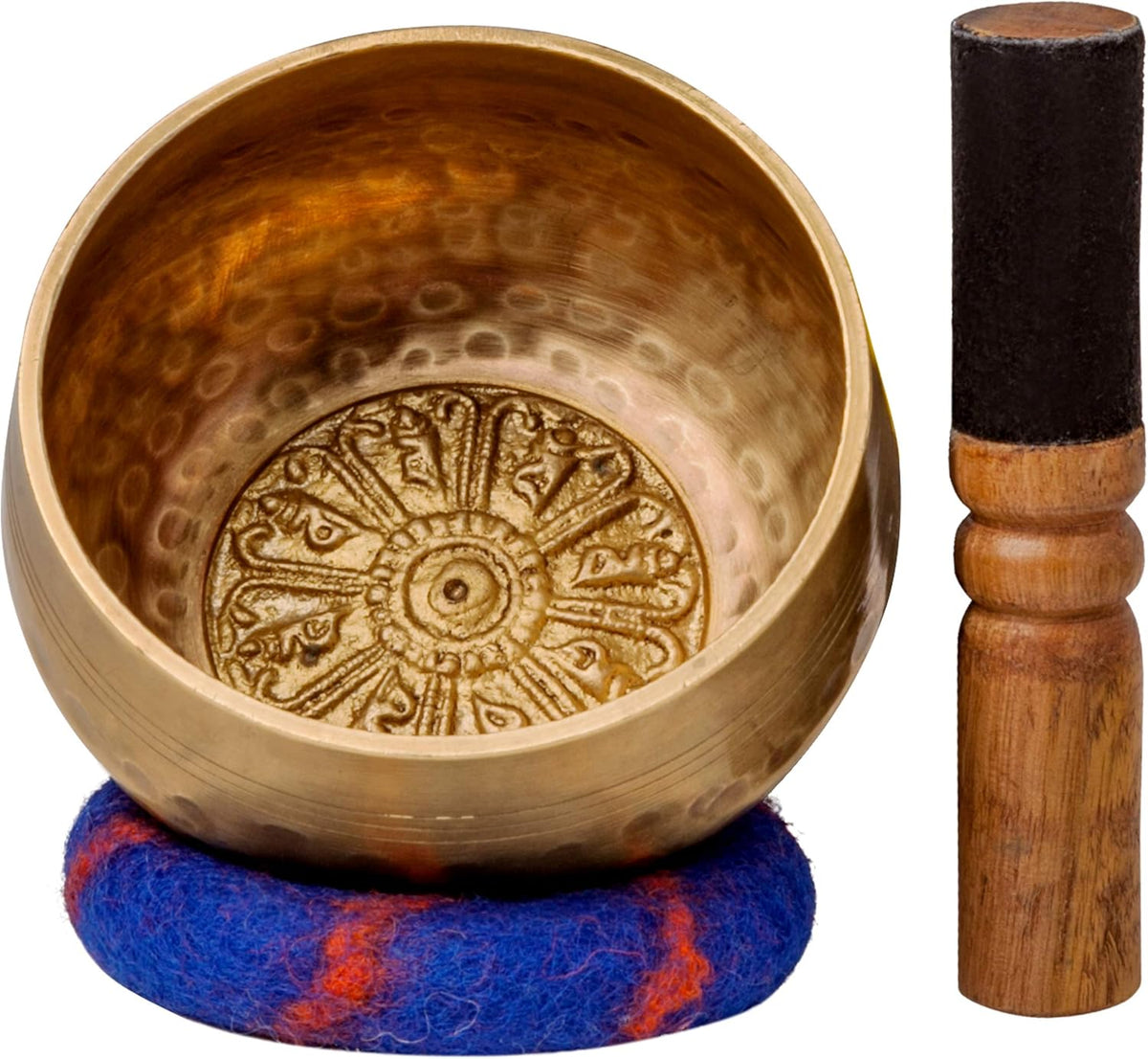 Tibetan Singing Bowl Set by Ohm Store — Hand Hammered Lingam Meditation Sound Bowl — Yoga, Chakra Balancing, Mindfulness, Stress and Anxiety Relief