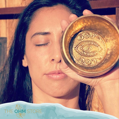 Tibetan Singing Bowl Set by Ohm Store — Hand Hammered Lingam Meditation Sound Bowl — Yoga, Chakra Balancing, Mindfulness, Stress and Anxiety Relief