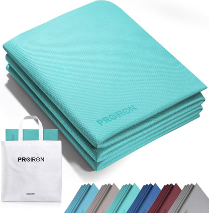 Foldable Yoga Mat 0.24"/0.16" for Home Workout & Travel, Non Slip Travel Yoga Mats with Carry Bag, Packable Yoga Mat for Home Gym, Pilates, Fitness,Stretching