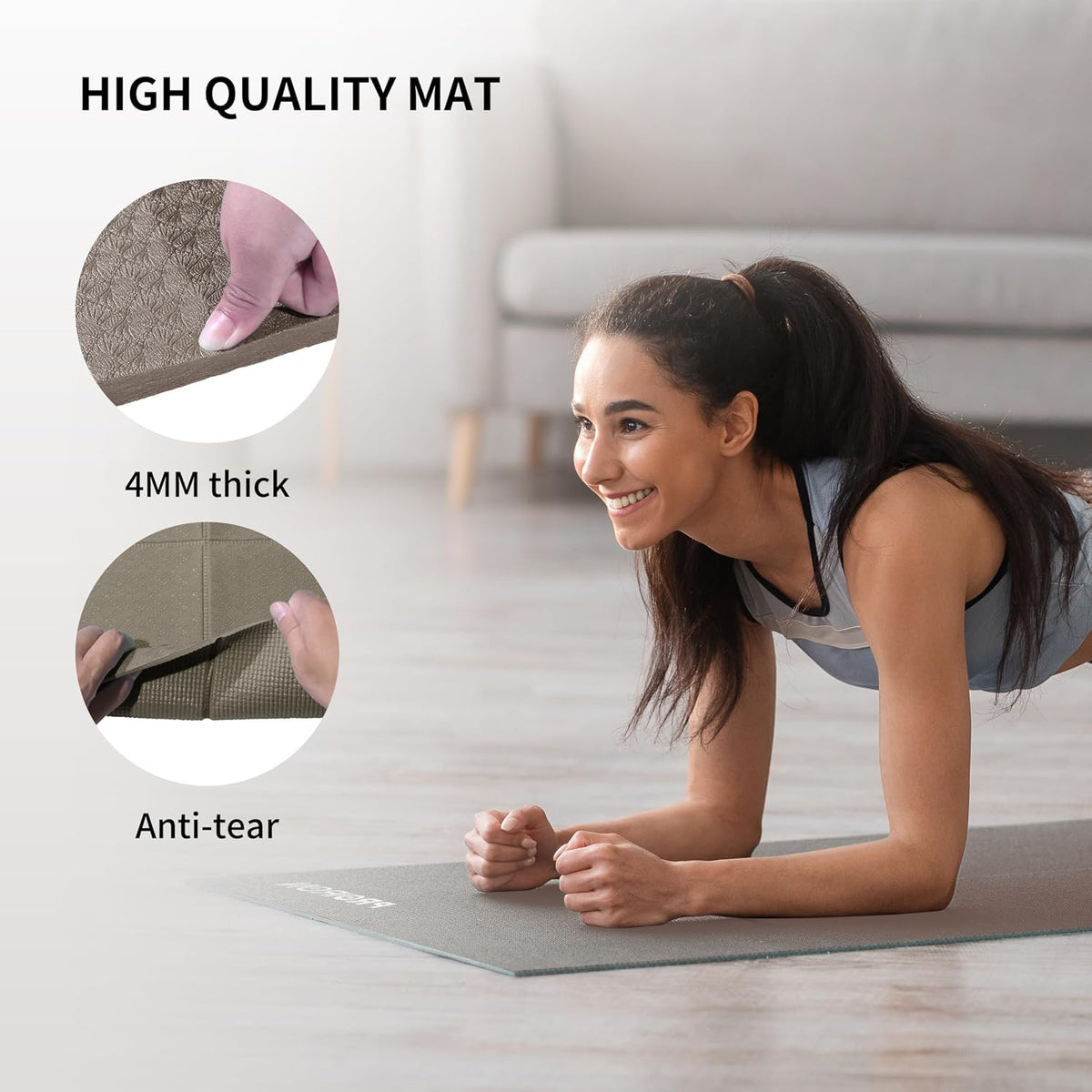 Foldable Yoga Mat 0.24"/0.16" for Home Workout & Travel, Non Slip Travel Yoga Mats with Carry Bag, Packable Yoga Mat for Home Gym, Pilates, Fitness,Stretching