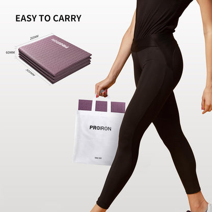 Foldable Yoga Mat 0.24"/0.16" for Home Workout & Travel, Non Slip Travel Yoga Mats with Carry Bag, Packable Yoga Mat for Home Gym, Pilates, Fitness,Stretching
