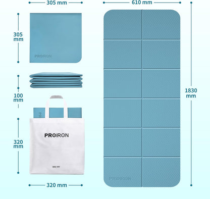 Foldable Yoga Mat 0.24"/0.16" for Home Workout & Travel, Non Slip Travel Yoga Mats with Carry Bag, Packable Yoga Mat for Home Gym, Pilates, Fitness,Stretching