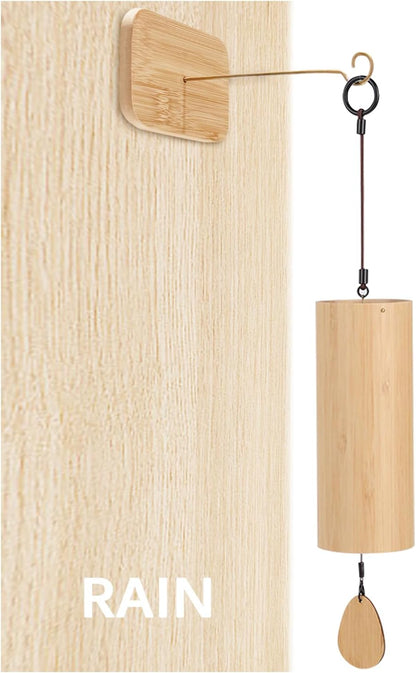 Natural Bamboo Hand-Cranked Wind Chime, Melodious Chord Bell for Meditation, Yoga and Home Decor, Rain Style