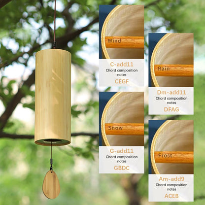 Natural Bamboo Hand-Cranked Wind Chime, Melodious Chord Bell for Meditation, Yoga and Home Decor, Rain Style