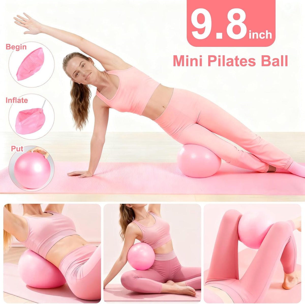 Pilates Equipment Set for Women, Pilates Ring and Ball Set with 15" Magic Circle & Resistance Bands, Perfect Mother's Day Gift for Home Workout, Ideal for Beginners and Yogis