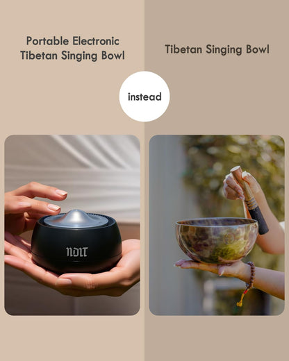 Portable Electronic Tibetan Singing Bowl, 8 Healing Frequencies (369-963Hz), Auto & Manual Modes, Vibration Therapy with Timer, USB-C Rechargeable Meditation Device for Relaxation