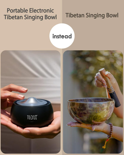Portable Electronic Tibetan Singing Bowl, 8 Healing Frequencies (369-963Hz), Auto & Manual Modes, Vibration Therapy with Timer, USB-C Rechargeable Meditation Device for Relaxation