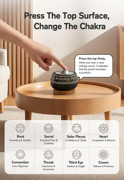 Portable Electronic Tibetan Singing Bowl, 8 Healing Frequencies (369-963Hz), Auto & Manual Modes, Vibration Therapy with Timer, USB-C Rechargeable Meditation Device for Relaxation