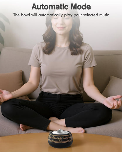 Portable Electronic Tibetan Singing Bowl, 8 Healing Frequencies (369-963Hz), Auto & Manual Modes, Vibration Therapy with Timer, USB-C Rechargeable Meditation Device for Relaxation