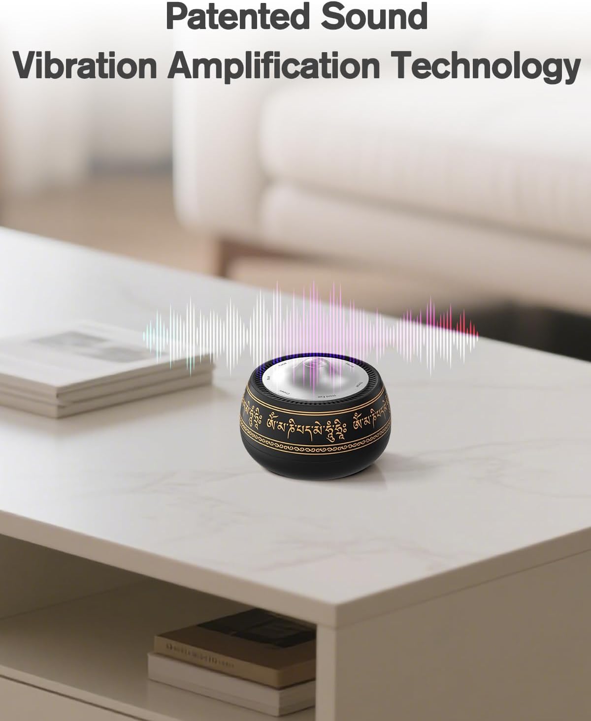 Portable Electronic Tibetan Singing Bowl, 8 Healing Frequencies (369-963Hz), Auto & Manual Modes, Vibration Therapy with Timer, USB-C Rechargeable Meditation Device for Relaxation
